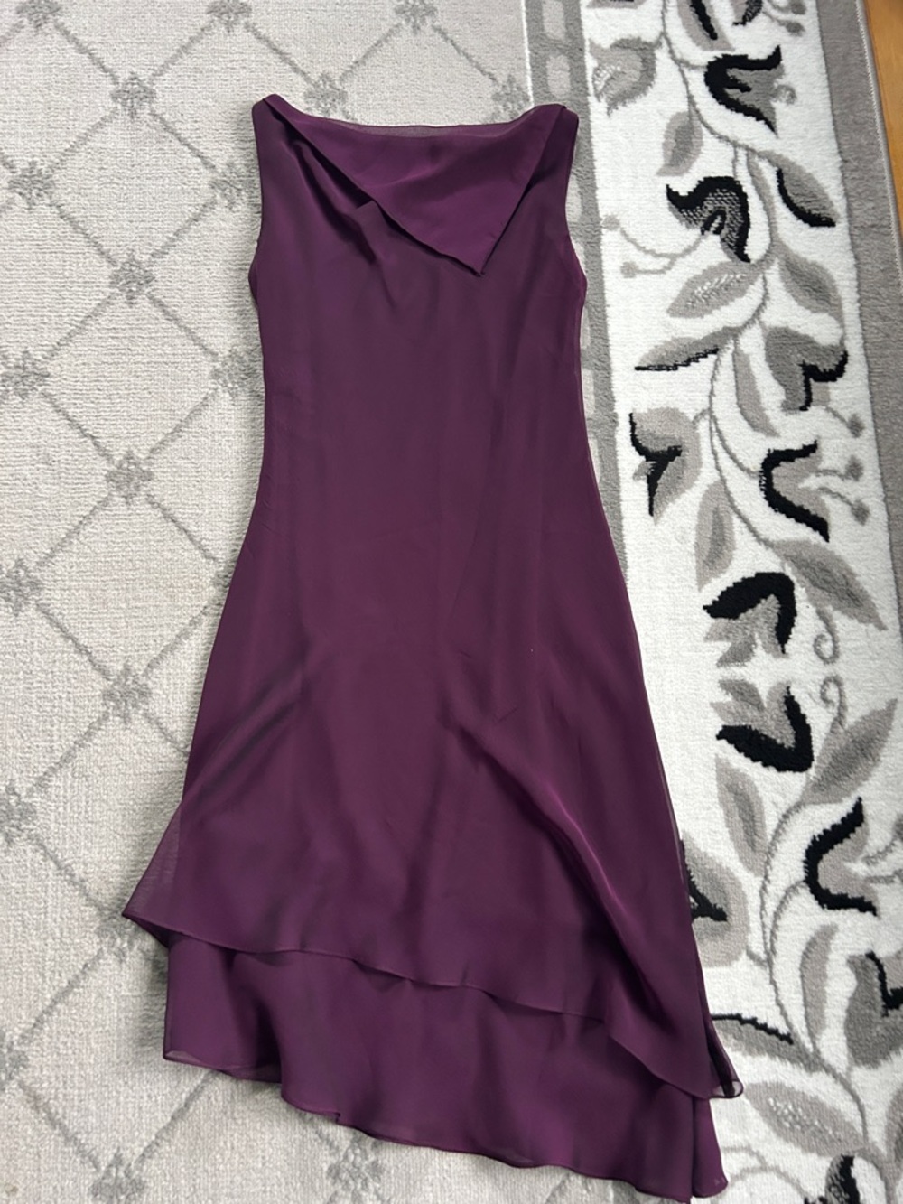Virgo Deep Plum Asymmetrical Slip Dress